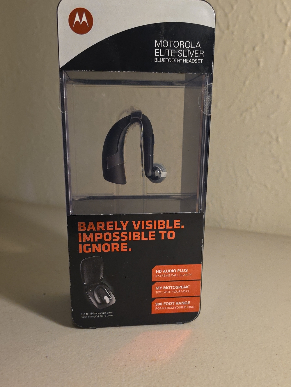 Motorola Elite Sliver Bluetooth Headset Black New UNOPENED Sealed Box